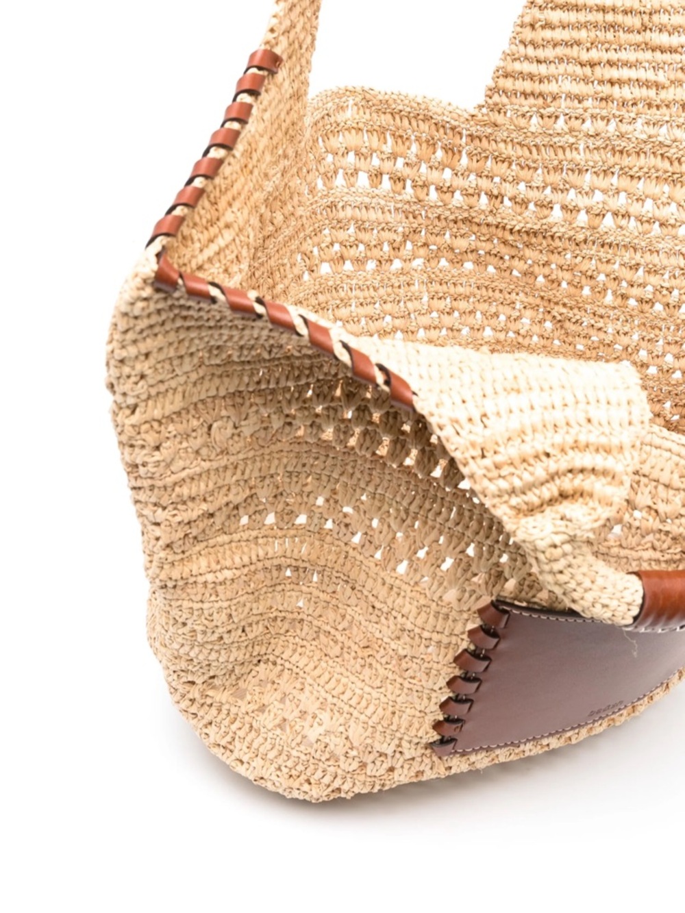 ba&sh Beige Crochet Tote with Brown Leather Accents - Picture 5 of 7